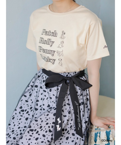 Disney(ディズニー)の「101匹わんちゃん/ダルメシアンプリントTシャツ(Tシャツ/カットソー・レディース・ブラック/ベージュ/オフホワイト・FREE)」の6枚目の写真