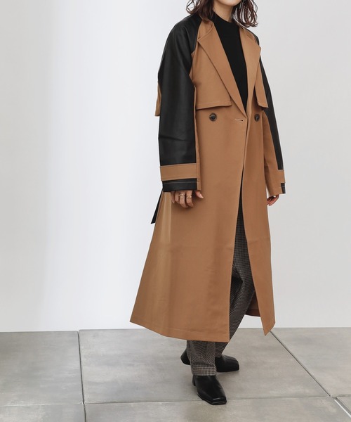 COLONY 2139（コロニートゥーワンスリーナイン）の「合皮ドッキングトレンチコート（トレンチコート・レディース・ブラック/カーキ/キャメル・FREE）」の3枚目の写真