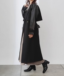 合皮ドッキングトレンチコート