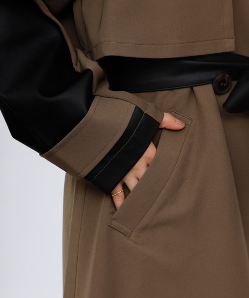 COLONY 2139（コロニートゥーワンスリーナイン）の「合皮ドッキングトレンチコート（トレンチコート・レディース・ブラック/カーキ/キャメル・FREE）」の13枚目の写真