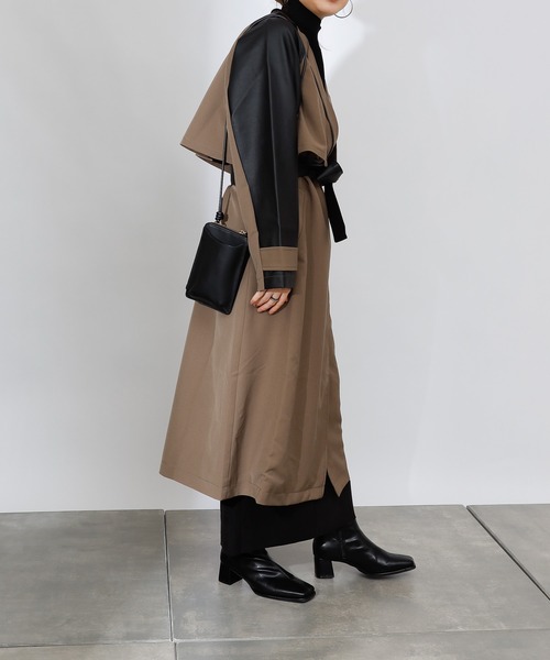 COLONY 2139（コロニートゥーワンスリーナイン）の「合皮ドッキングトレンチコート（トレンチコート・レディース・ブラック/カーキ/キャメル・FREE）」の22枚目の写真