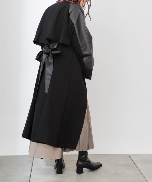 COLONY 2139（コロニートゥーワンスリーナイン）の「合皮ドッキングトレンチコート（トレンチコート・レディース・ブラック/カーキ/キャメル・FREE）」の14枚目の写真