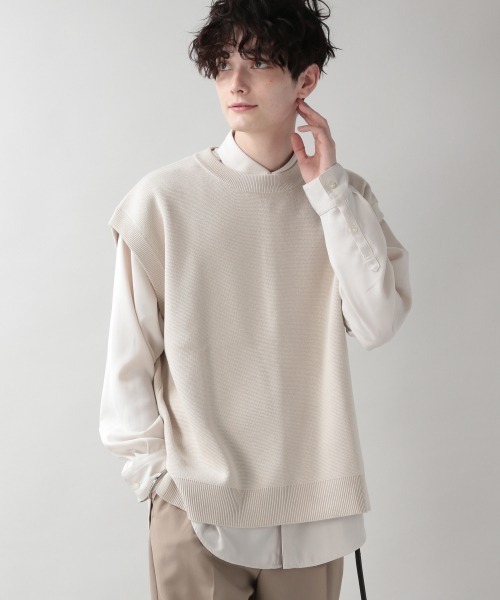 RAGEBLUE（レイジブルー）の「ミラノリブニットベスト/214789（ベスト・メンズ・グリーン/キャメル/オフホワイト・MEDIUM/LARGE）」の2枚目の写真