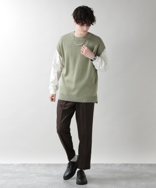 RAGEBLUE（レイジブルー）の「ミラノリブニットベスト/214789（ベスト・メンズ・グリーン/キャメル/オフホワイト・MEDIUM/LARGE）」の6枚目の写真