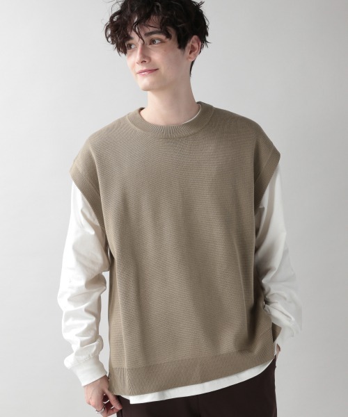 RAGEBLUE（レイジブルー）の「ミラノリブニットベスト/214789（ベスト・メンズ・グリーン/キャメル/オフホワイト・MEDIUM/LARGE）」の7枚目の写真