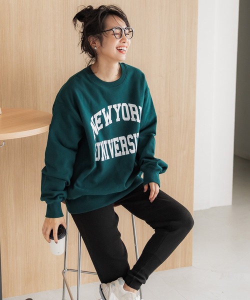 coca(coca)(コカ)の「\新色追加/ヘビーウェイト裏起毛カレッジスウェット(スウェット・レディース・ネイビー/グレー/アイボリー/チャコール/ブルー/ライトグレー/グリーン/オートミール/A・M/L)」の6枚目の写真