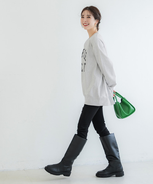 coca(coca)(コカ)の「\新色追加/ヘビーウェイト裏起毛カレッジスウェット(スウェット・レディース・ネイビー/グレー/アイボリー/チャコール/ブルー/ライトグレー/グリーン/オートミール/A・M/L)」の12枚目の写真