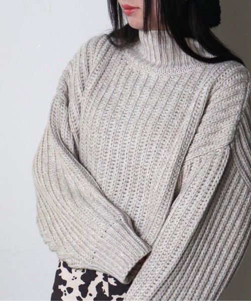 one way（ワンウェイ）の「【oneway Jeans】バルキーショートニット（ニット/セーター・レディース・ブラック/パープル/ブラウン系その他/ライトブラウン/ライトグレー/ライトブルー・FREE）」の18枚目の写真