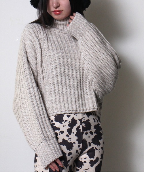 one way（ワンウェイ）の「【oneway Jeans】バルキーショートニット（ニット/セーター・レディース・ブラック/パープル/ブラウン系その他/ライトブラウン/ライトグレー/ライトブルー・FREE）」の19枚目の写真