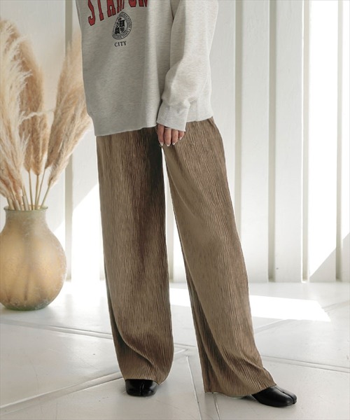 DONOBAN(ドノバン)の「ワイドリブパンツ(その他パンツ・レディース・グリーン/ベージュ/ホワイト系その他/グレー/ブラック・F)」の4枚目の写真