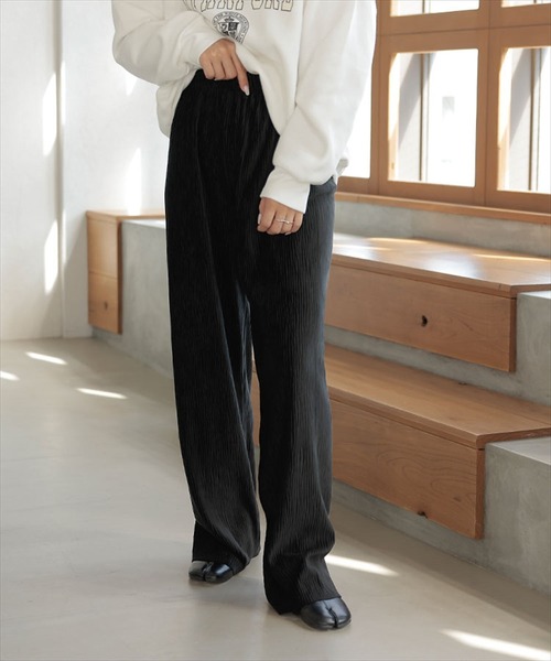 DONOBAN(ドノバン)の「ワイドリブパンツ(その他パンツ・レディース・グリーン/ベージュ/ホワイト系その他/グレー/ブラック・F)」の7枚目の写真