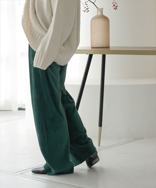 DONOBAN(ドノバン)の「ワイドリブパンツ(その他パンツ・レディース・グリーン/ベージュ/ホワイト系その他/グレー/ブラック・F)」の8枚目の写真