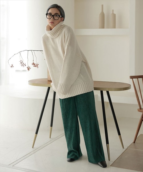 DONOBAN(ドノバン)の「ワイドリブパンツ(その他パンツ・レディース・グリーン/ベージュ/ホワイト系その他/グレー/ブラック・F)」の9枚目の写真