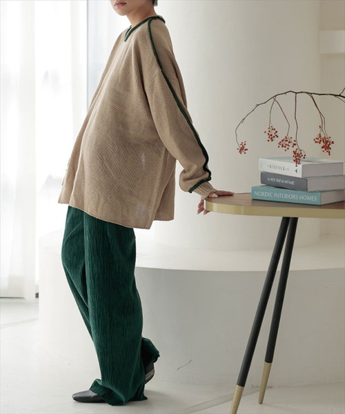 DONOBAN(ドノバン)の「ワイドリブパンツ(その他パンツ・レディース・グリーン/ベージュ/ホワイト系その他/グレー/ブラック・F)」の10枚目の写真