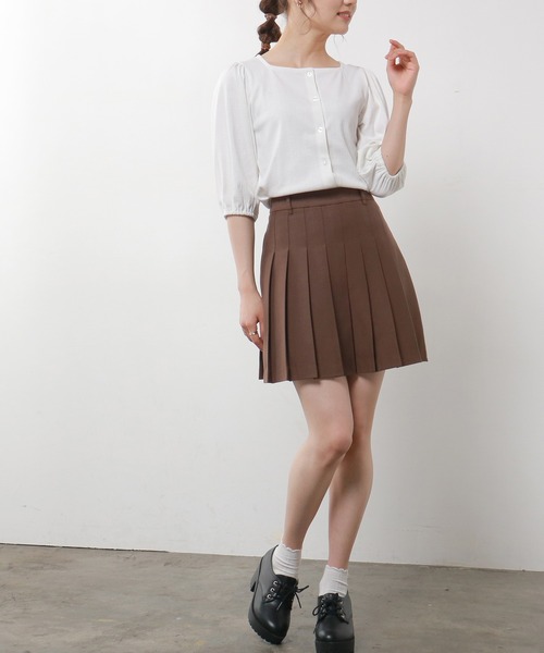 Honeys（ハニーズ）の「プリーツスカート（スカート・レディース・ホワイト系その他2/ホワイト系その他/ベージュ系その他/ブルー系その他/ブラック/ピンク系その他/グリーン系その他/ブラウン/グリーン・S/M/L/SS/LL）」の10枚目の写真