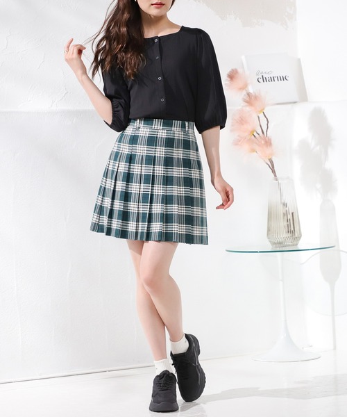 Honeys（ハニーズ）の「プリーツスカート（スカート・レディース・ホワイト系その他2/ホワイト系その他/ベージュ系その他/ブルー系その他/ブラック/ピンク系その他/グリーン系その他/ブラウン/グリーン・S/M/L/SS/LL）」の18枚目の写真