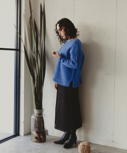 Kari & lili（カウリアンドリィリィ）の「ウール混ニットプルオーバー（ニット/セーター・レディース・ブルー/ベージュ/ブラウン/ブラック・FREE）」の11枚目の写真