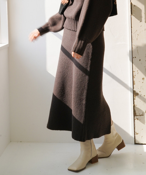 VENCEEXCHANGE（ヴァンスエクスチェンジ）の「ジャカードニットロングスカート（スカート・レディース・ブラック/ダークグリーン/ベージュ・M）」の10枚目の写真