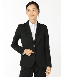 m.f.editorial（エムエフエディトリアル）の「エムエフエディトリアルレディース/m.f.editorial:Women ストレッチウォッシャブル ウール混セットアップ2ボタンジャケット 黒無地（セットアップパンツ・スカートございます）（スーツジャケット・レディース）」