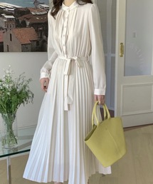 emi+ | スタンドネックプリーツ切り替えワンピース(ワンピース)