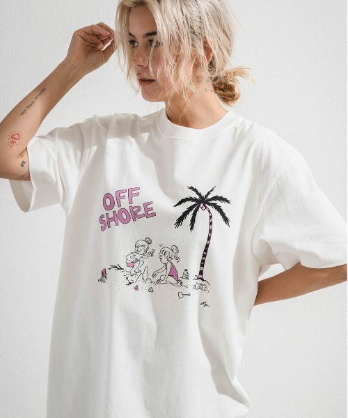 OFFSHORE(オフショア)の「OS×RYU AMBE TEE/オフショア×アンベリュー コラボティーシャツ(Tシャツ/カットソー・メンズ・オフホワイト/ライトグリーン・S/M/L/XL)」の2枚目の写真