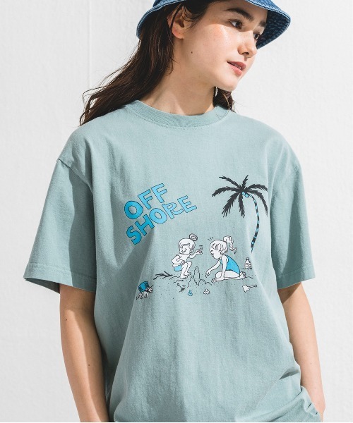 OFFSHORE(オフショア)の「OS×RYU AMBE TEE/オフショア×アンベリュー コラボティーシャツ(Tシャツ/カットソー・メンズ・オフホワイト/ライトグリーン・S/M/L/XL)」の3枚目の写真