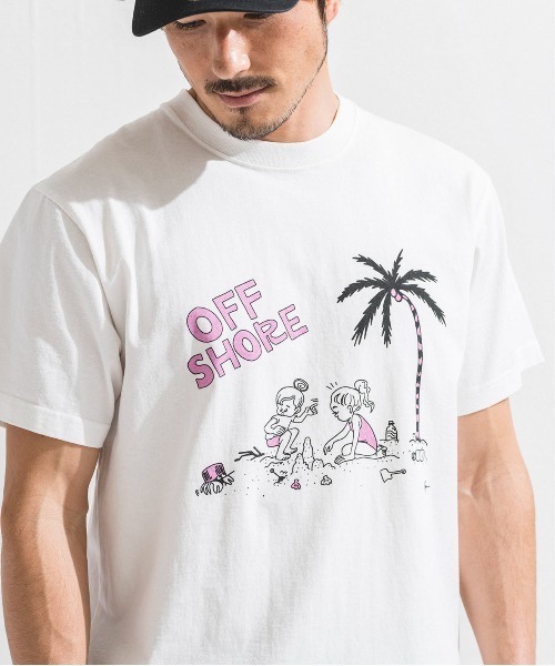 OFFSHORE(オフショア)の「OS×RYU AMBE TEE/オフショア×アンベリュー コラボティーシャツ(Tシャツ/カットソー・メンズ・オフホワイト/ライトグリーン・S/M/L/XL)」の4枚目の写真