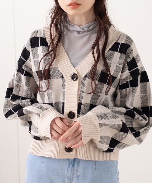 OLIVE des OLIVE（オリーブデオリーブ）の「タータンチェックVネック