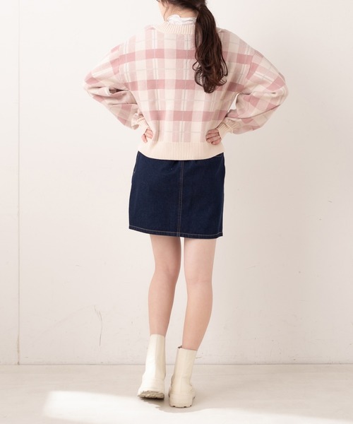 OLIVE des OLIVE（オリーブデオリーブ）の「タータンチェックVネックカーディガン（カーディガン/ボレロ・レディース・オフホワイト/サックスブルー/ピンク・FREE）」の15枚目の写真