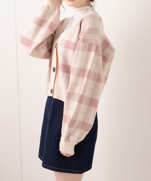 OLIVE des OLIVE（オリーブデオリーブ）の「タータンチェックVネックカーディガン（カーディガン/ボレロ・レディース・オフホワイト/サックスブルー/ピンク・FREE）」の17枚目の写真