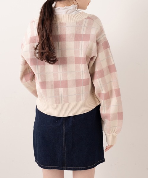 OLIVE des OLIVE（オリーブデオリーブ）の「タータンチェックVネックカーディガン（カーディガン/ボレロ・レディース・オフホワイト/サックスブルー/ピンク・FREE）」の18枚目の写真