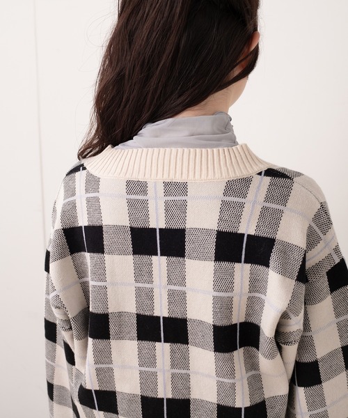 OLIVE des OLIVE（オリーブデオリーブ）の「タータンチェックVネックカーディガン（カーディガン/ボレロ・レディース・オフホワイト/サックスブルー/ピンク・FREE）」の22枚目の写真