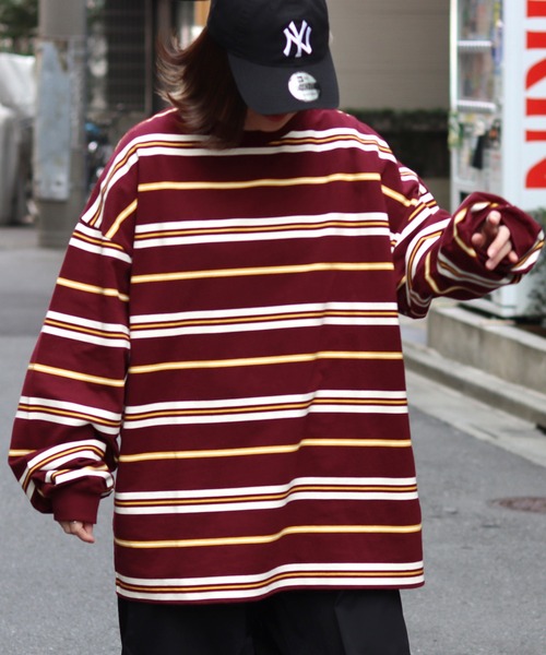 ILL'S(イルズ)の「ILL'S / イルズ マルチボーダービッグロンT(Tシャツ/カットソー・メンズ・ブラック/グリーン/ワイン・M/L)」の3枚目の写真