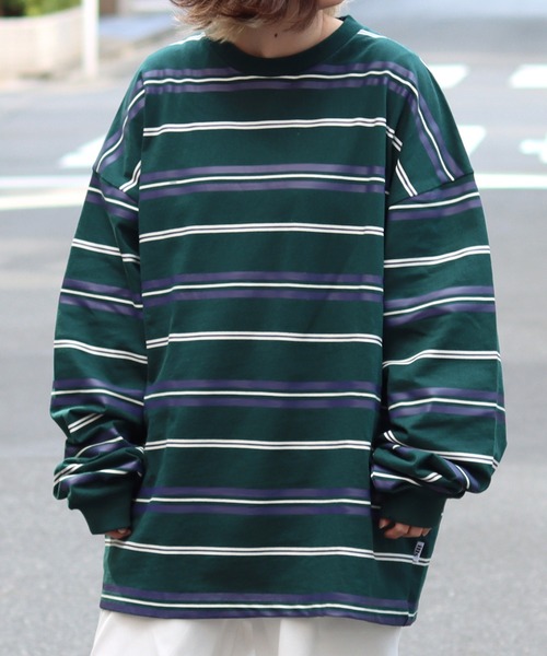 ILL'S(イルズ)の「ILL'S / イルズ マルチボーダービッグロンT(Tシャツ/カットソー・メンズ・ブラック/グリーン/ワイン・M/L)」の1枚目の写真