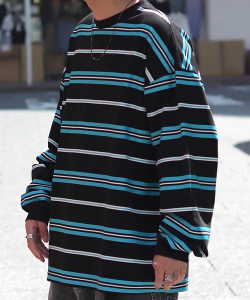 ILL'S(イルズ)の「ILL'S / イルズ マルチボーダービッグロンT(Tシャツ/カットソー・メンズ・ブラック/グリーン/ワイン・M/L)」の2枚目の写真