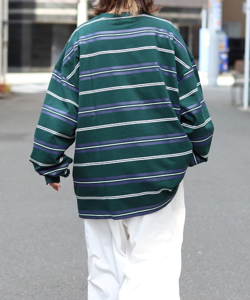 ILL'S(イルズ)の「ILL'S / イルズ マルチボーダービッグロンT(Tシャツ/カットソー・メンズ・ブラック/グリーン/ワイン・M/L)」の11枚目の写真