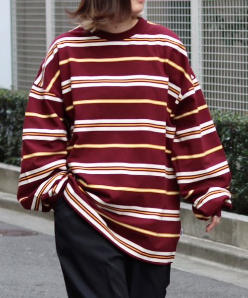 ILL'S(イルズ)の「ILL'S / イルズ マルチボーダービッグロンT(Tシャツ/カットソー・メンズ・ブラック/グリーン/ワイン・M/L)」の15枚目の写真