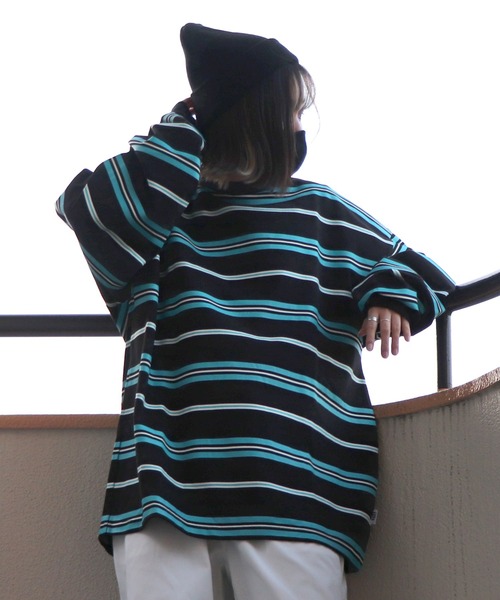 ILL'S(イルズ)の「ILL'S / イルズ マルチボーダービッグロンT(Tシャツ/カットソー・メンズ・ブラック/グリーン/ワイン・M/L)」の8枚目の写真