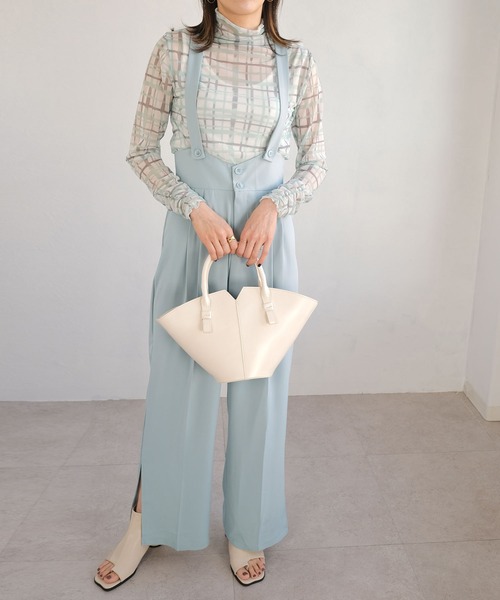 ＡＮＤＪ（アンドジェイ）の「水彩チェック柄パワーメッシュシアートップス（Tシャツ/カットソー・レディース・グリーン/ライム・M）」の17枚目の写真