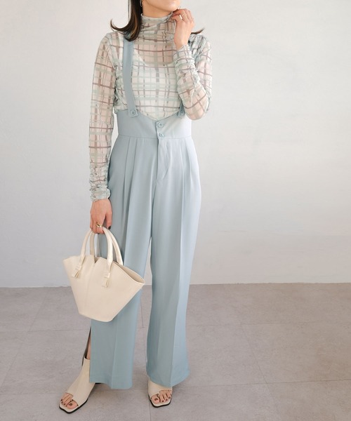 ＡＮＤＪ（アンドジェイ）の「水彩チェック柄パワーメッシュシアートップス（Tシャツ/カットソー・レディース・グリーン/ライム・M）」の19枚目の写真