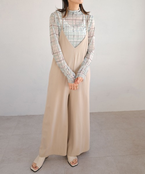 ＡＮＤＪ（アンドジェイ）の「水彩チェック柄パワーメッシュシアートップス（Tシャツ/カットソー・レディース・グリーン/ライム・M）」の20枚目の写真