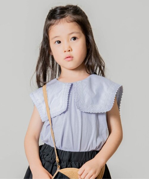 Seraph(セラフ)の「ビック衿Tシャツ(Tシャツ/カットソー・キッズ・サックスブルー/ネイビー/オフホワイト/ピンク・130/120/80/110/100/140/90)」の4枚目の写真