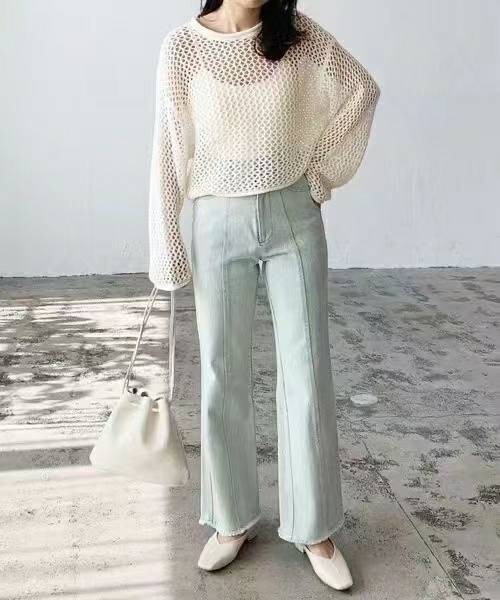 SpRay(スプレイ)の「フィッシュネットプルオーバー(Tシャツ/カットソー・レディース・オレンジ/ブラック/オフホワイト/ベージュ・FREE)」の2枚目の写真