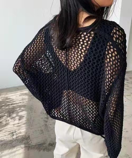 SpRay(スプレイ)の「フィッシュネットプルオーバー(Tシャツ/カットソー・レディース・オレンジ/ブラック/オフホワイト/ベージュ・FREE)」の6枚目の写真