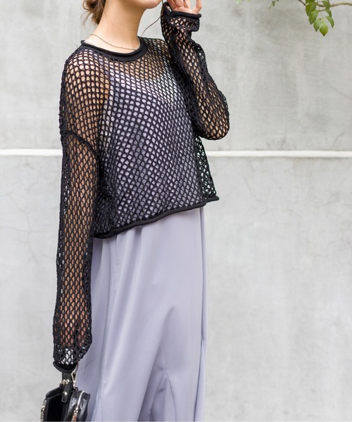 SpRay(スプレイ)の「フィッシュネットプルオーバー(Tシャツ/カットソー・レディース・オレンジ/ブラック/オフホワイト/ベージュ・FREE)」の10枚目の写真