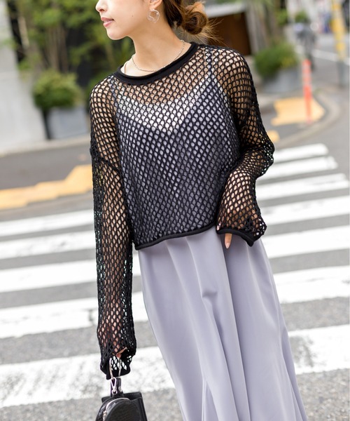 SpRay(スプレイ)の「フィッシュネットプルオーバー(Tシャツ/カットソー・レディース・オレンジ/ブラック/オフホワイト/ベージュ・FREE)」の13枚目の写真