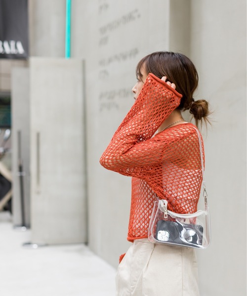 SpRay(スプレイ)の「フィッシュネットプルオーバー(Tシャツ/カットソー・レディース・オレンジ/ブラック/オフホワイト/ベージュ・FREE)」の15枚目の写真