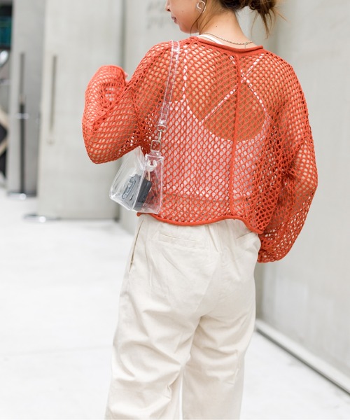 SpRay(スプレイ)の「フィッシュネットプルオーバー(Tシャツ/カットソー・レディース・オレンジ/ブラック/オフホワイト/ベージュ・FREE)」の16枚目の写真