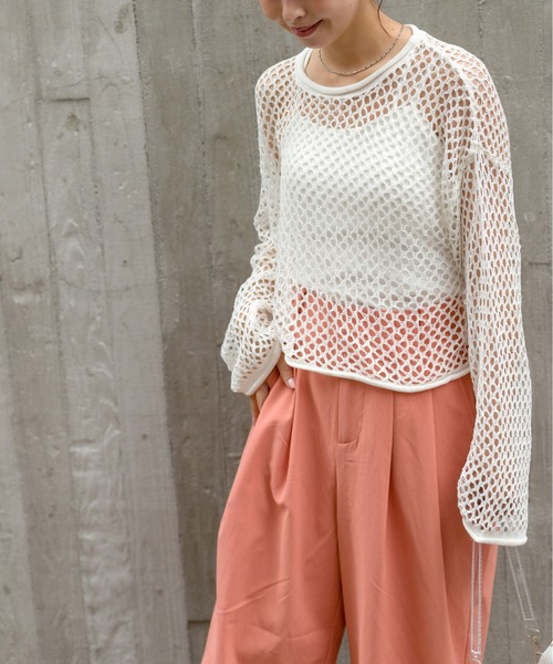 SpRay(スプレイ)の「フィッシュネットプルオーバー(Tシャツ/カットソー・レディース・オレンジ/ブラック/オフホワイト/ベージュ・FREE)」の18枚目の写真