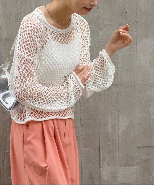 SpRay(スプレイ)の「フィッシュネットプルオーバー(Tシャツ/カットソー・レディース・オレンジ/ブラック/オフホワイト/ベージュ・FREE)」の20枚目の写真